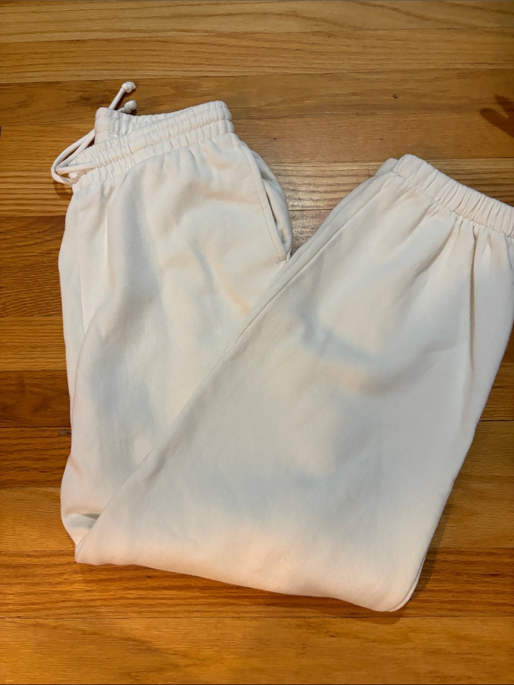WoMen's Cream Drawstring Sweatpants